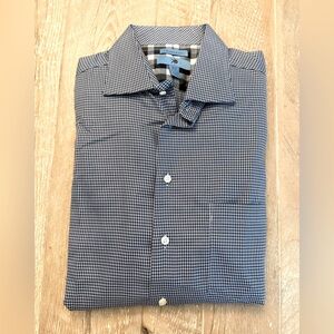 EGARA Non-Iron Blue & Black micro check Long-sleeved Button-down Shirt XLT